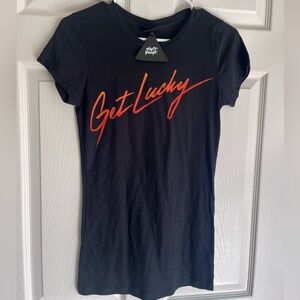 DAFT PUNK OFFICIAL Black T-Shirt 'Get Lucky' Print RARE